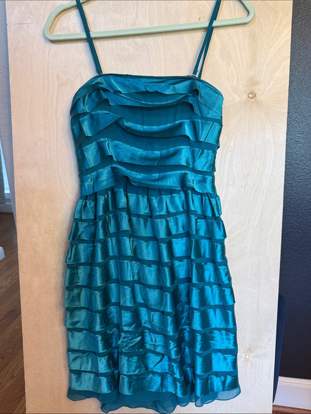 Lucy Paris Teal Tiered Ruffle Spaghetti Strap Dress